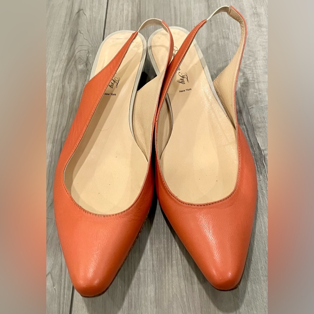 Emerson Fry Terracotta Leather Pointed Slingback Flats